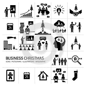 Vector christmas business icons set