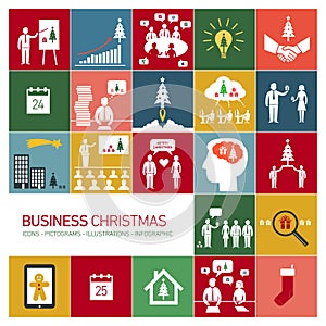 Vector christmas business icons set