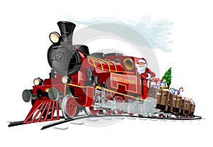 Vector Christmas card with cartoon Santa Express