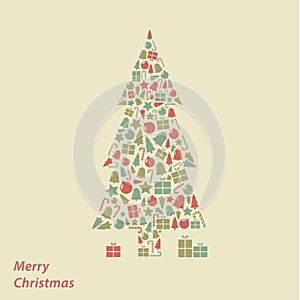 Vector Christmas card. Modern Christmas square background in fresh colors with place for your content.