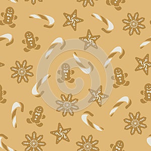 Vector Christmas Cookies seamless repeat pattern background design