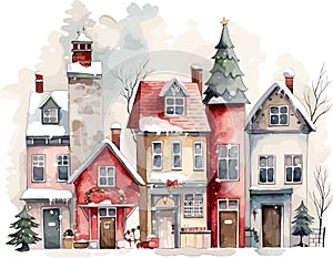 vector christmas house covered snow . building in holiday ornament. happy new year decoration vector illustration on