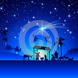 Vector Christmas Nativity Scene photo