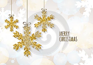 Vector Christmas or New Year greeting card template with golden