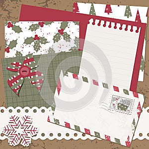 Vector Christmas and New Year scrapbook card