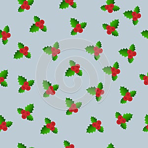 Vector Christmas and New year seamless mistletoe pattern card background