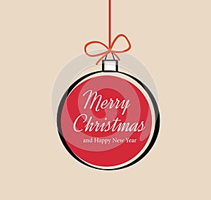 Vector christmas ornament with text merry christmas. - Illustration