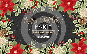 Vector Christmas party invitation with inscription.