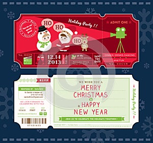 Vector Christmas Party Ticket Card Design Template