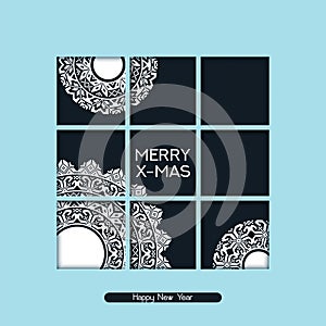 Vector christmas postcard with greeting words and ornament patchwork. design for christmas, cards, presents, covers, poste