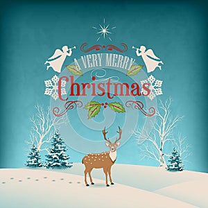 Vector Christmas Retro Greeting Card