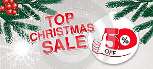Vector christmas sale banner. Illustration for use website, brochure, flyer, poster and banner. Business background with 50 disco