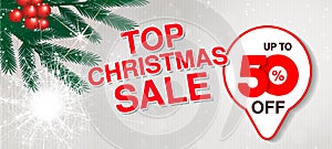 Vector christmas sale banner. Illustration for use website, brochure, flyer, poster and banner. Business background with 50 off,