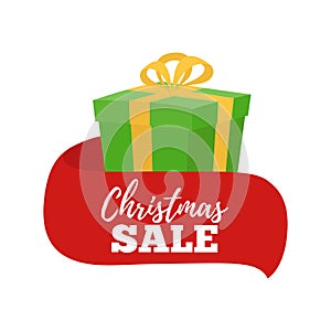 Vector Christmas sale - gift for ad banner, promo poster
