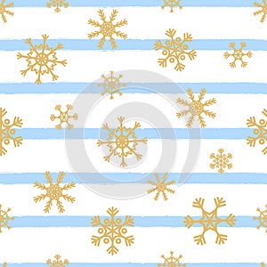 Vector Christmas seamless pattern with abstract golden snowflakes
