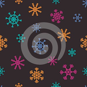 Vector Christmas seamless pattern with abstract snowflakes