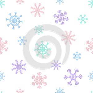 Vector Christmas seamless pattern with abstract snowflakes