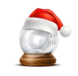 Vector realistic christmas snowglobe 3d winter toy