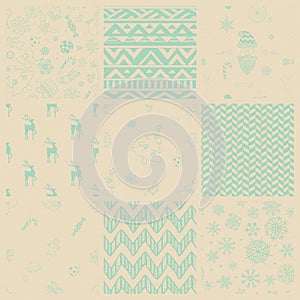 Vector Christmas Subtle Doodles Seamless