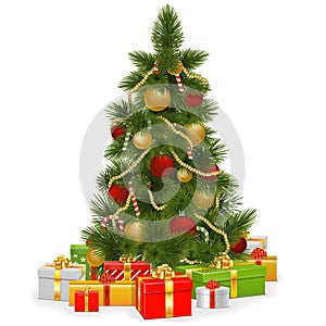 Vector Christmas Tree with Gifts photo