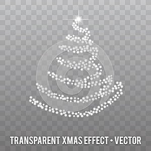 Vector Christmas Tree with glowing Sparkles on transparent Background.