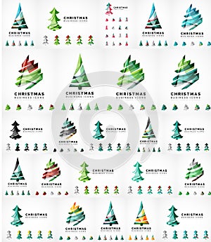 Vector Christmas tree icon set. Geometric design