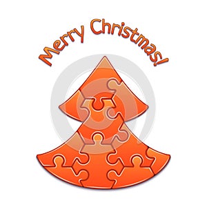 Vector christmas tree maded from puzzles