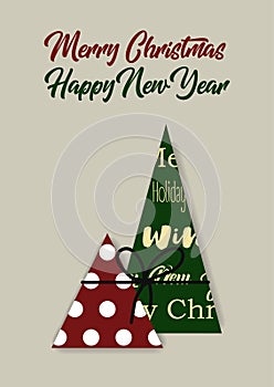 Vector Christmas Tree Paper Triangles Greeting Postcard