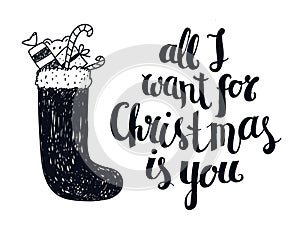 Vector Christmas winter lettering, greeting quote