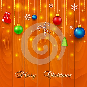 Vector Christmas wooden boards background