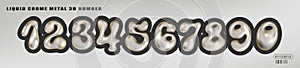 Vector Chrome Y2K Number Trendy font with glossy liquid metal effect, perfect for your web and print projects.