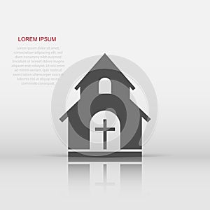 Vector church sanctuary icon in flat style. Chapel sign illustration pictogram. Church business concept