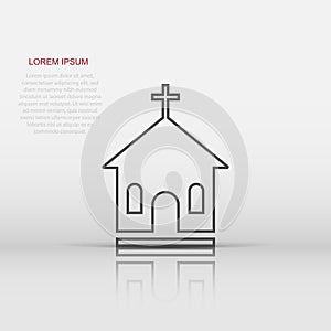 Vector church sanctuary icon in flat style. Chapel sign illustration pictogram. Church business concept