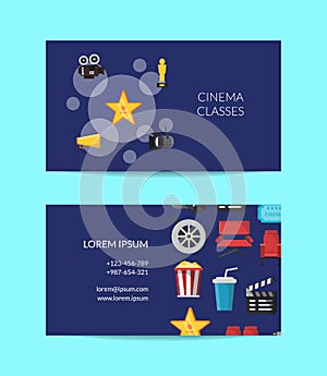 Vector cinema business card template talent agency