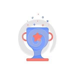 Vector cinema illustration of award cup icon in flat linear style.