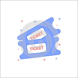 Vector cinema illustration of tickets icon in flat linear style.