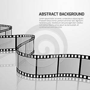 Vector cinema movie background with retro film strip roll