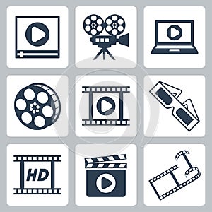 Vector cinema/video icons set