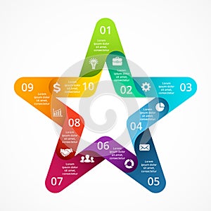 Vector circle arrows color star symbol infographic. Template for cycle diagram, graph, favourite presentation, celebrity