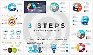 Vector circle arrows infographic, cycle diagram, graph, presentation chart. Business concept with 3 options, parts