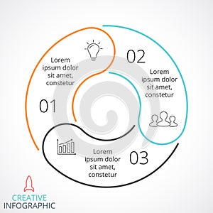 Vector circle arrows infographic, cycle diagram, linear graph, presentation chart. Business concept with 3 options