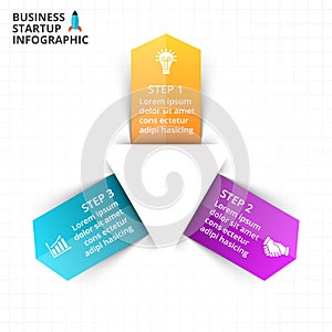 Vector circle arrows infographic, diagram, graph, presentation, chart. Business cycle concept with 3 options, parts