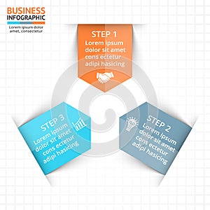 Vector circle arrows infographic, diagram, graph, presentation, chart. Business cycle concept with 3 options, parts