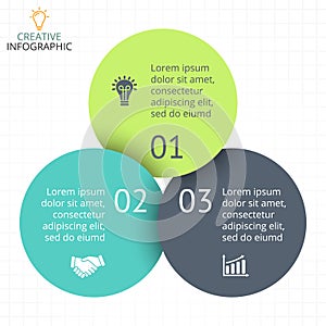 Vector circle arrows infographic, diagram, graph, presentation, chart. Business cycle concept with 3 options, parts