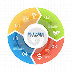 Vector circle arrows infographic, diagram, graph, presentation, chart. Business cycle concept with 4 options, parts