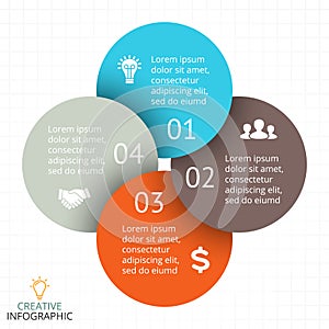 Vector circle arrows infographic, diagram, graph, presentation, chart. Business cycle concept with 4 options, parts