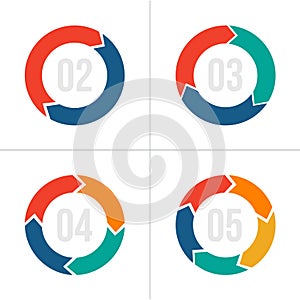Vector circle arrows for infographic. Template for diagram, graph, presentation and chart. Business concept with 2,3,4,5 options,
