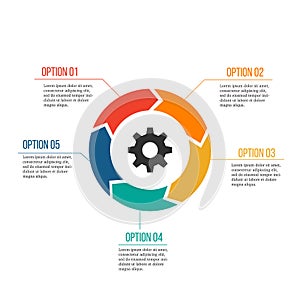 Vector circle arrows for infographic. Template for diagram, graph, presentation and chart. Business concept with 5 options, parts