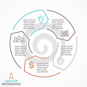 Vector circle arrows linear infographic, diagram, graph, presentation, chart. Business cycle concept with 5 options