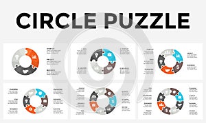 Vector circle arrows puzzle infographic, cycle diagram, graph, presentation chart. Business concept with 3, 4, 5, 6, 7